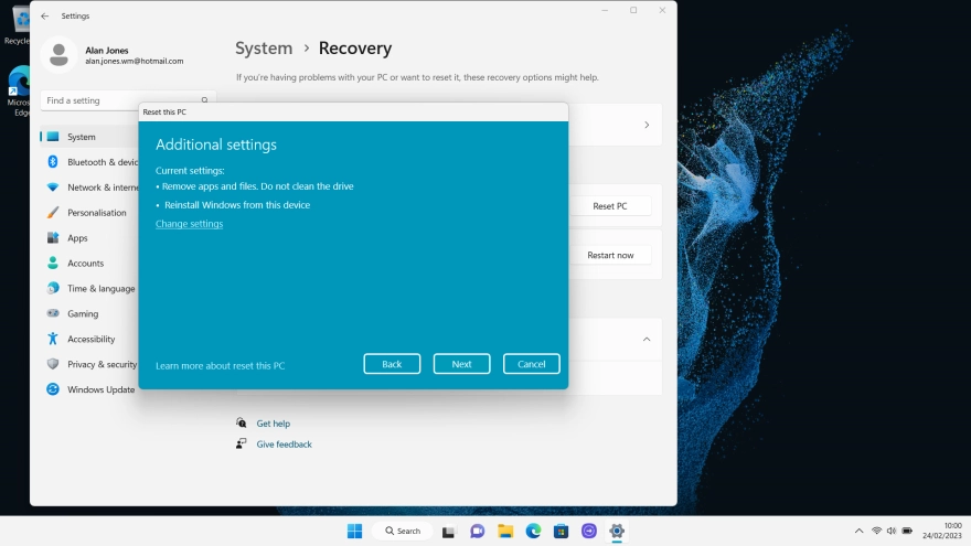Click Change settings. Click Change settings.