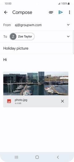 Press the send icon when you've finished your email. Press the send icon when you've finished your email.