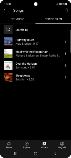 Press the required audio file. Press the required audio file.