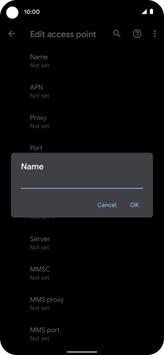 Key in EE Internet and press OK. Key in EE Internet and press OK.