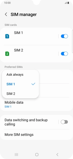 Press the required setting. Press the required setting.