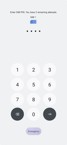 If your SIM is locked, key in your PIN and press arrow right. The default PIN is 1111. If your SIM is locked, key in your PIN and press arrow right. The default PIN is 1111.