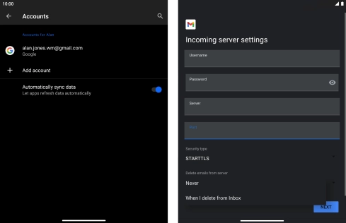 Press Never to keep email on the server when you delete them on your phone. Press Never to keep email on the server when you delete them on your phone.