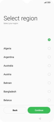 Press the required country. Press the required country.
