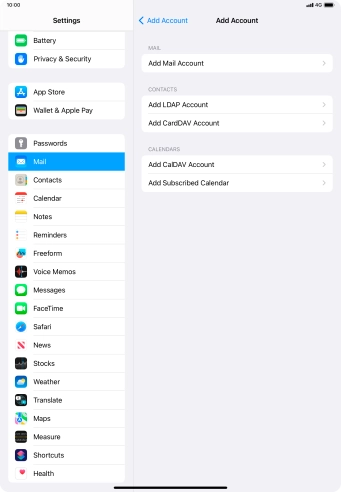 Press Add Mail Account. Press Add Mail Account.