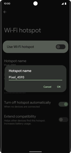Key in the required Wi-Fi hotspot name and press OK. Key in the required Wi-Fi hotspot name and press OK.