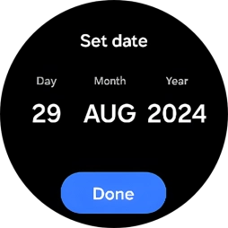 Slide your finger up or down on the screen to set the required date. Slide your finger up or down on the screen to set the required date.