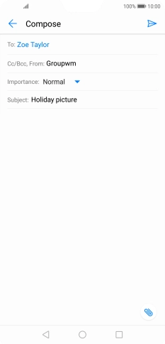 Press the text input field and write the text for your email message. Press the text input field and write the text for your email message.