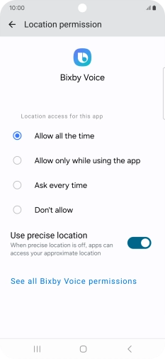 Press the required setting. Press the required setting.