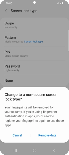 Press Remove data. Press Remove data.