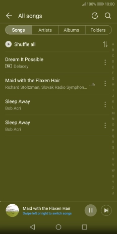 Press the song title at the bottom of the screen. Press the song title at the bottom of the screen.