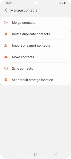 Press Import or export contacts. Press Import or export contacts.