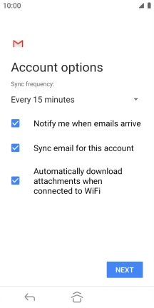 If this screen is displayed, you email account has been recognised and set up automatically. Follow the instructions on the screen to key in more information and finish setting up your phone. If this screen is displayed, you email account has been recognised and set up automatically. Follow the instructions on the screen to key in more information and finish setting up your phone.