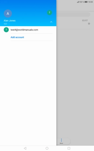 Press the required email account. Press the required email account.