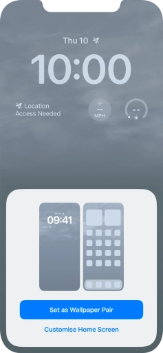 To use the same colour theme on the home screen, press Set as Wallpaper Pair. To use the same colour theme on the home screen, press Set as Wallpaper Pair.