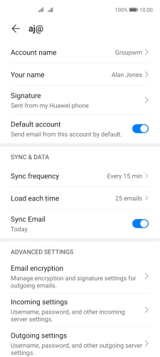 Press Account name and key in the required name. Press Account name and key in the required name.