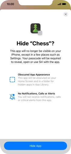 Press Hide App. Press Hide App.