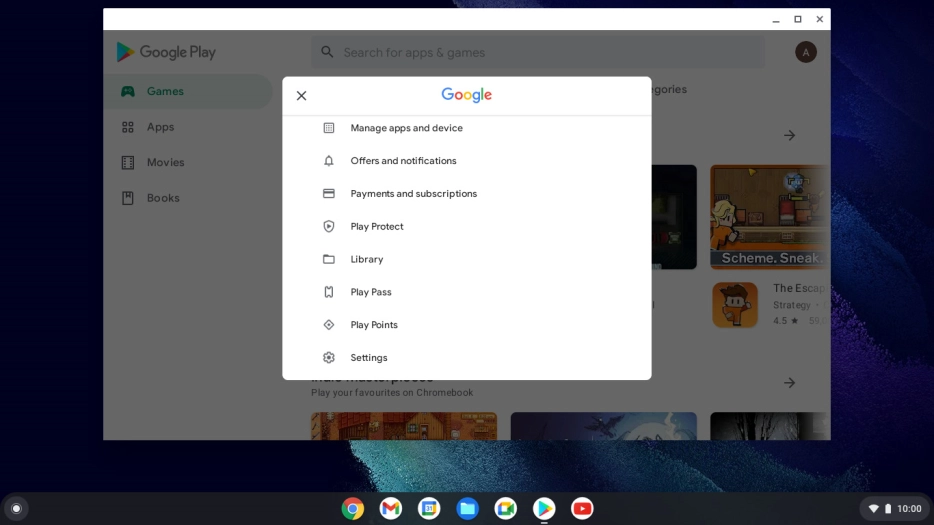 Click Manage apps and device. Click Manage apps and device.