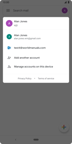 Press the required email account. Press the required email account.
