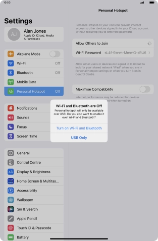 If Wi-Fi is turned off, press Turn on Wi-Fi and Bluetooth. If Wi-Fi is turned off, press Turn on Wi-Fi and Bluetooth.