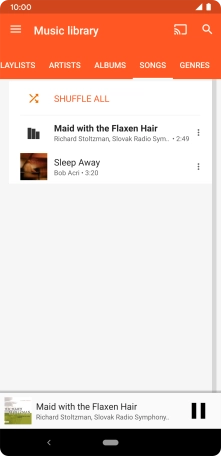 Press the song title at the bottom of the screen. Press the song title at the bottom of the screen.