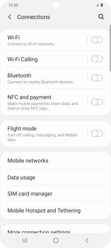 Press Mobile Hotspot and Tethering. Press Mobile Hotspot and Tethering.