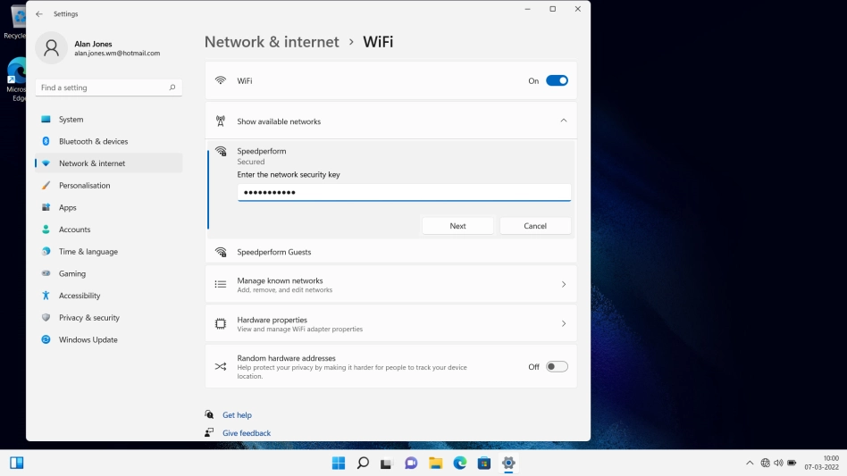 Key in the password for the Wi-Fi network and click Next. Key in the password for the Wi-Fi network and click Next.