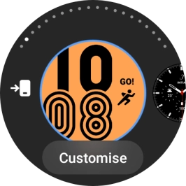 Slide your finger left to see the available watch faces. Slide your finger left to see the available watch faces.