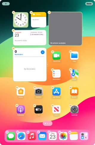 Press the home screen icon. Press the home screen icon.