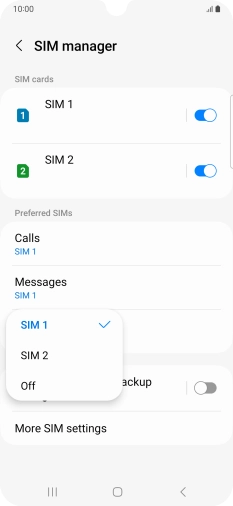 Press the required setting. Press the required setting.