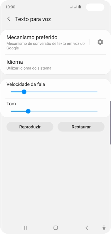 Pressione o ícone de configurações, e siga as instruções da tela para selecionar as configurações desejadas. Pressione o ícone de configurações, e siga as instruções da tela para selecionar as configurações desejadas.