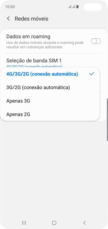 Pressione o tipo de rede. Pressione o tipo de rede.