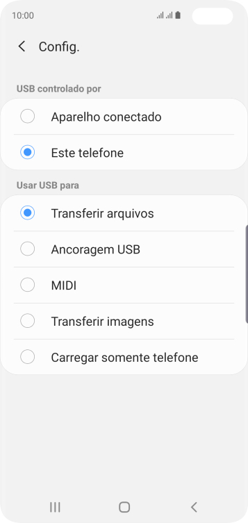 Pressione Transferir arquivos para ativar a função. Pressione Transferir arquivos para ativar a função.
