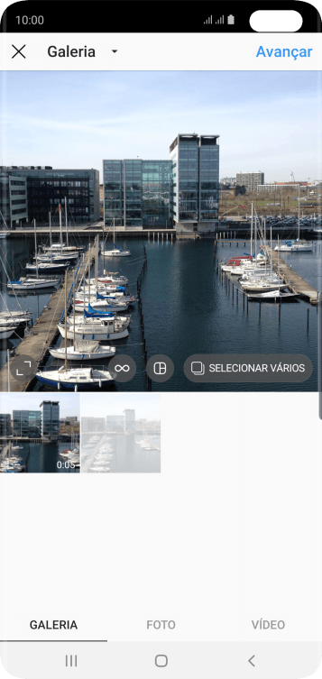 Pressione GALERIA, e navegue até a foto ou vídeo desejado. Pressione GALERIA, e navegue até a foto ou vídeo desejado.