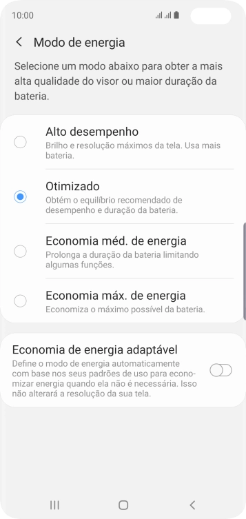 Pressione o tipo de configuração desejada para ativar a função. Pressione o tipo de configuração desejada para ativar a função.