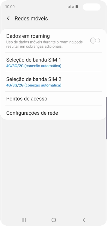 Pressione Seleção de banda ‹SIM›. Pressione Seleção de banda ‹SIM›.