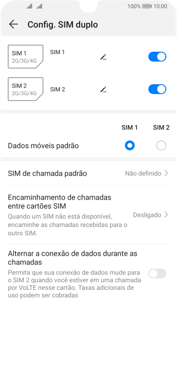Pressione o indicador ao lado do chip desejado para ativar ou desativar o chip. Pressione o indicador ao lado do chip desejado para ativar ou desativar o chip.