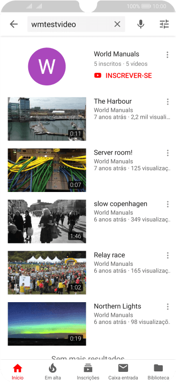 Pressione o vídeo desejado. Pressione o vídeo desejado.