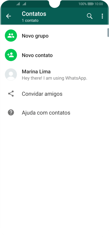 Pressione o ícone de busca, e digite as primeiras letras do nome do contato. Pressione o ícone de busca, e digite as primeiras letras do nome do contato.