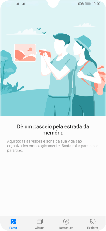 Pressione Álbuns, e navegue até a pasta desejada. Pressione Álbuns, e navegue até a pasta desejada.