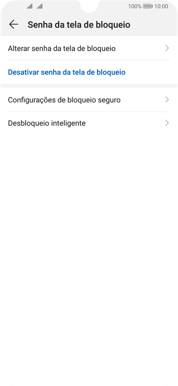 Pressione Desativar senha da tela de bloqueio. Pressione Desativar senha da tela de bloqueio.