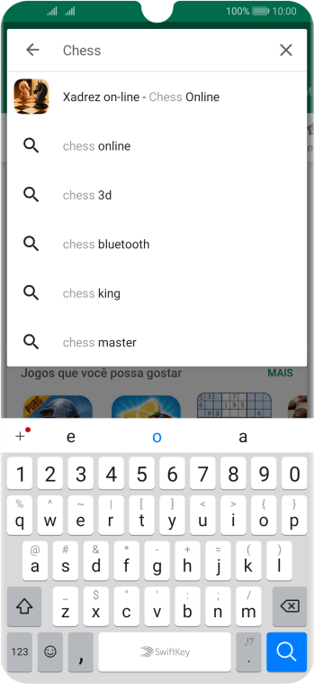Insira o nome ou assunto do app desejado, e pressione o ícone de busca. Insira o nome ou assunto do app desejado, e pressione o ícone de busca.