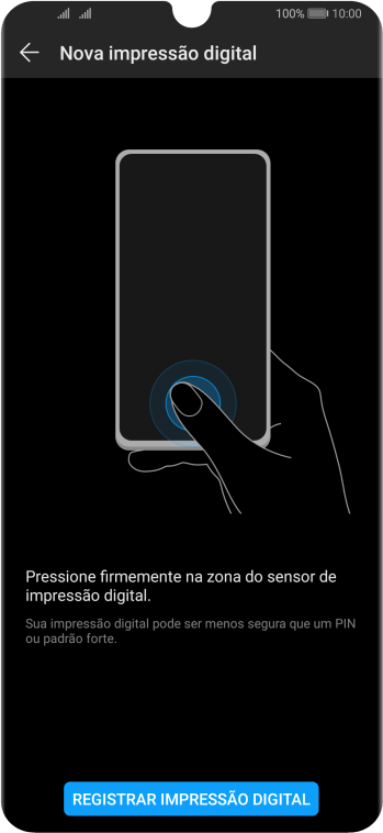 Pressione REGISTAR IMPRESSÃO DIGITAL. Pressione REGISTAR IMPRESSÃO DIGITAL.