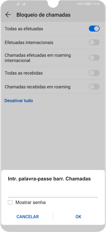 Digite sua senha de bloqueio, e pressione OK. Digite sua senha de bloqueio, e pressione OK.