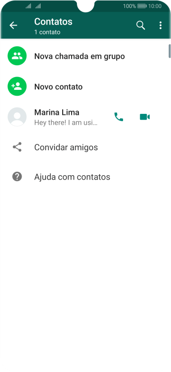 Pressione o ícone de busca, e digite as primeiras letras do nome do contato. Pressione o ícone de busca, e digite as primeiras letras do nome do contato.