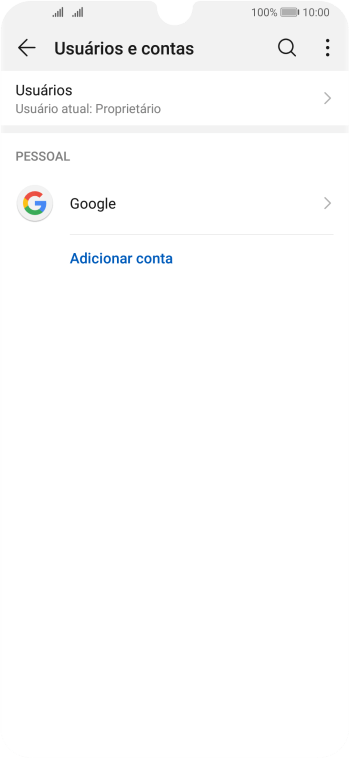 Pressione Adicionar conta. Pressione Adicionar conta.