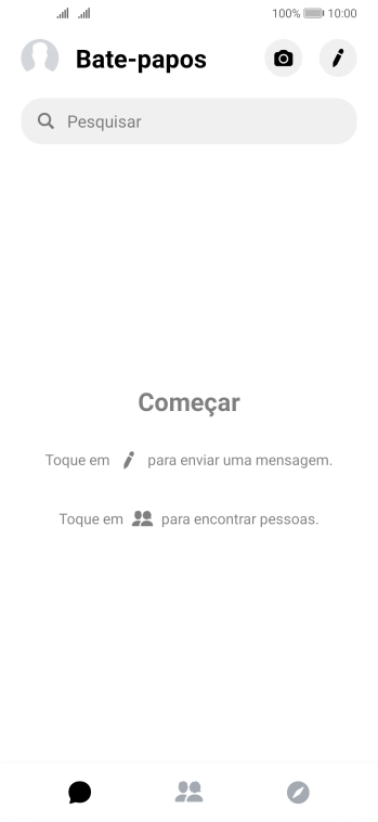 Pressione o ícone de nova mensagem. Pressione o ícone de nova mensagem.