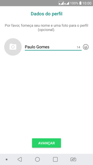 Digite o nome do usuário, e pressione AVANÇAR. Digite o nome do usuário, e pressione AVANÇAR.