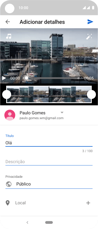 Escreva o texto desejado, e pressione o ícone de upload. Escreva o texto desejado, e pressione o ícone de upload.