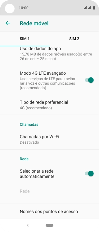 Se você quiser selecionar a rede manualmente, deve pressionar o indicador ao lado de Se você quiser selecionar a rede manualmente, deve pressionar o indicador ao lado de